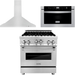 ZLINE 30 in. Gas Range, Range Hood and Microwave Drawer Appliance Package 3KP-RGRH30-MW