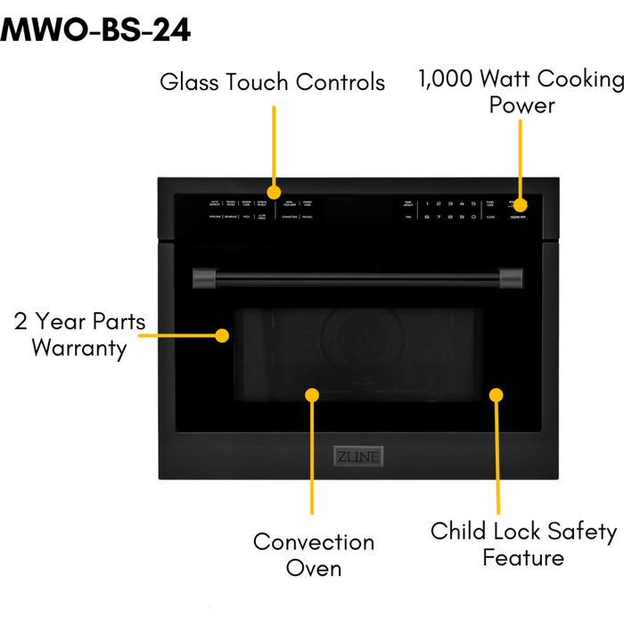 ZLINE 30 in. Gas Range, Range Hood, and Microwave Oven In Black Stainless Steel Appliance Package 3KP-RBGRH30-MO