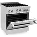 ZLINE 30 in. Gas Range, Range Hood, Microwave Drawer and 3 Rack Dishwasher Appliance Package