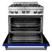 ZLINE 30 in. Gas Range with Blue Gloss Door & 30 in. Range Hood Appliance Package 2KP-RGBGRH30