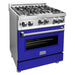 ZLINE Kitchen Appliance Packages ZLINE 30 in. Gas Range with Blue Matte Door & 30 in. Range Hood Appliance Package 2KP-RGBMRH30