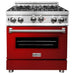 ZLINE 30 in. Gas Range with Red Gloss Door and 30 in. Range Hood Appliance Package 2KP-RGRGRH30