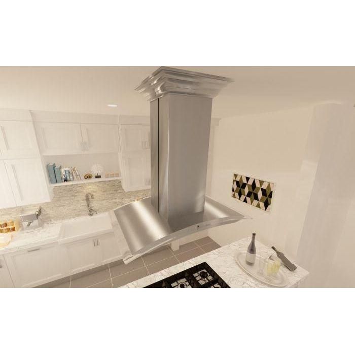 ZLINE 30 in. Island DuraSnow Finished Stainless Range Hood 8GL14iS-30