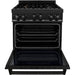 ZLINE 30 in. Kitchen Appliance Package with Black Stainless Steel Gas Range, Range Hood, Microwave Drawer and Dishwasher, 4KP-RGBRH30-MWDW