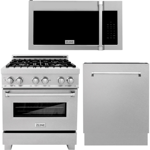 ZLINE Kitchen Appliance Packages ZLINE 30 in. Kitchen Appliance Package with Stainless Steel Gas Range, Traditional Over The Range Microwave and Tall Tub Dishwasher, 3KP-RGOTRH30-DWV
