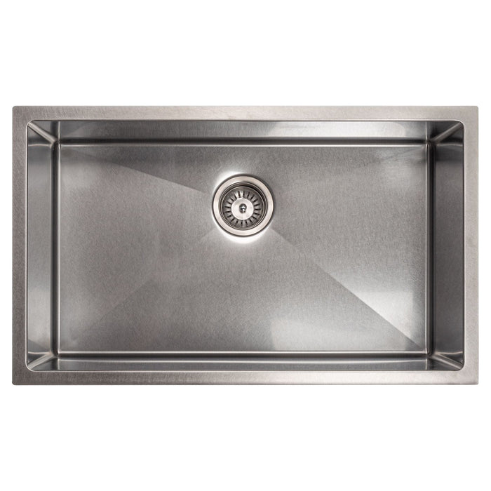 ZLINE 30 in. Meribel Undermount Single Bowl DuraSnow® Stainless Steel Kitchen Sink with Bottom Grid, SRS-30S