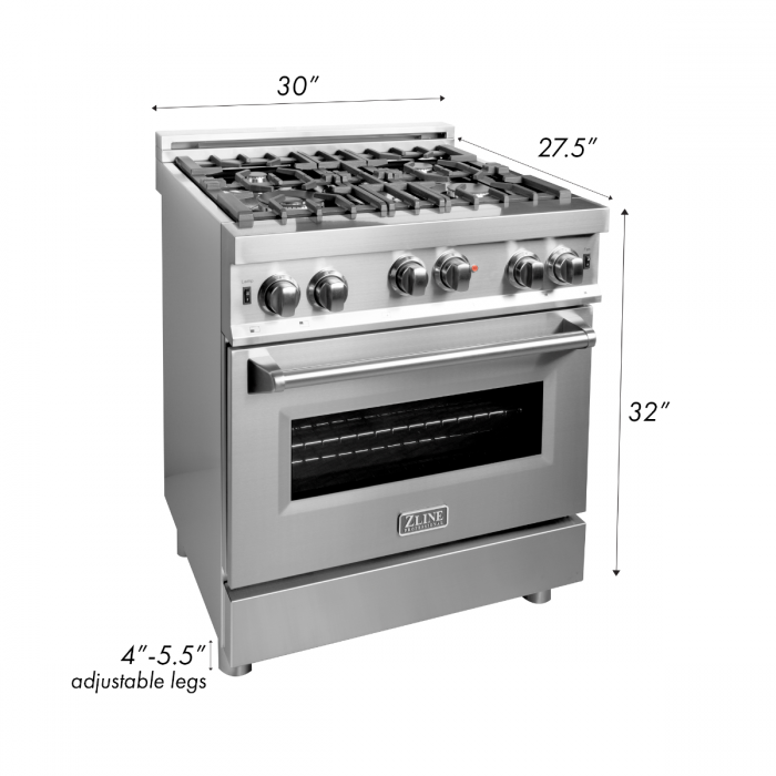 ZLINE 30 in. Professional 4.0 cu. ft. Gas Range with White Matte Door RG-WM-30