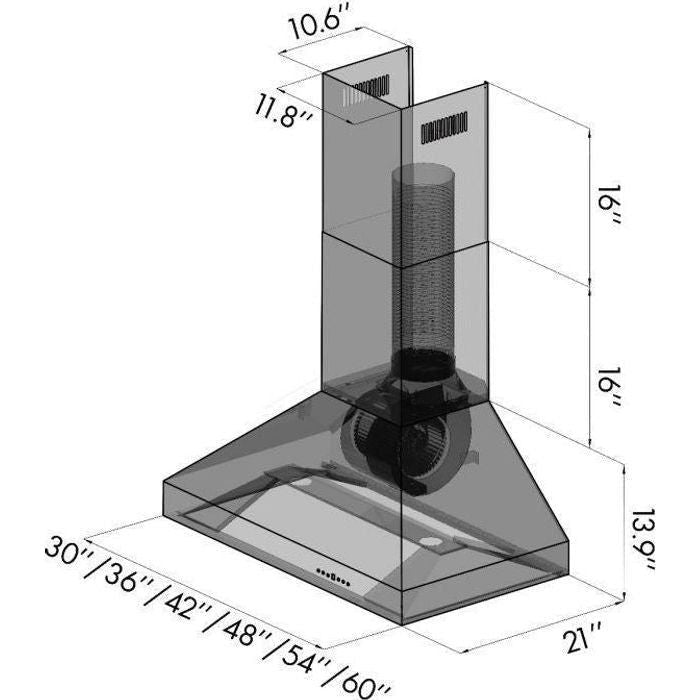 ZLINE 30 in. Professional Convertible Vent Wall Mount Range Hood in Stainless Steel, 597-30