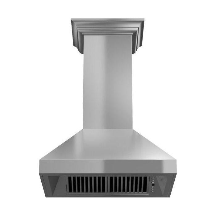 ZLINE 30 in. Professional Convertible Vent Wall Mount Range Hood in Stainless Steel with Crown Molding, 597CRN-30