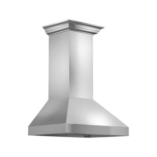 ZLINE 30 in. Professional Convertible Vent Wall Mount Range Hood in Stainless Steel with Crown Molding, 597CRN-30