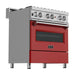 ZLINE 30 in. Professional Dual Fuel Range In DuraSnow Stainless with Red Matte Door RAS-RM-30