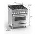 ZLINE 30 in. Professional Dual Fuel Range In DuraSnow Stainless with Red Matte Door RAS-RM-30