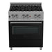 ZLINE 30 in. Professional Dual Fuel Range with Gas Burner and Electric Oven In DuraSnow Stainless with Black Matte Door RAS-BLM-30