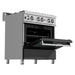 ZLINE 30 in. Professional Dual Fuel Range with Gas Burner and Electric Oven In DuraSnow Stainless with Black Matte Door RAS-BLM-30