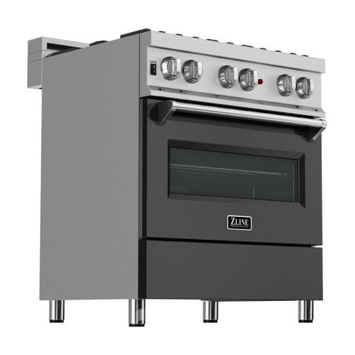 ZLINE Ranges ZLINE 30 in. Professional Dual Fuel Range with Gas Burner and Electric Oven In DuraSnow Stainless with Black Matte Door RAS-BLM-30