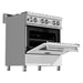 ZLINE 30 in. Professional Dual Fuel Range with Gas Burner and Electric Oven In DuraSnow Stainless with White Matte Door RAS-WM-30