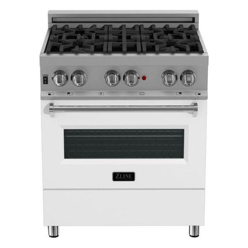 ZLINE Ranges ZLINE 30 in. Professional Dual Fuel Range with Gas Burner and Electric Oven In DuraSnow Stainless with White Matte Door RAS-WM-30