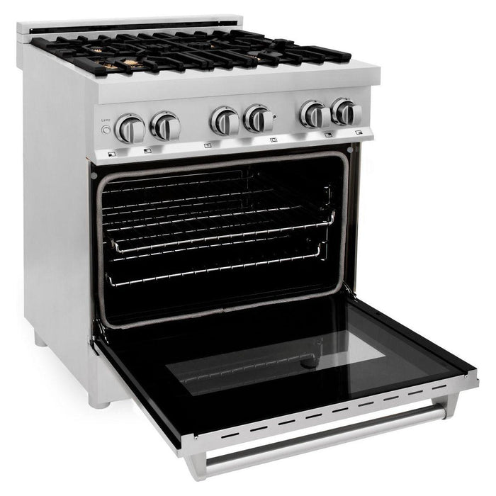 ZLINE 30 in. Professional Dual Fuel Range with Gas Burner and Electric Oven In Stainless Steel and Brass Burners RA-BR-30