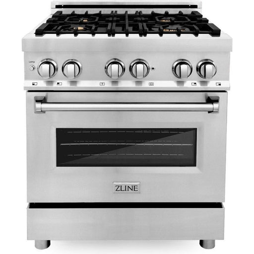 ZLINE 30 in. Professional Dual Fuel Range with Gas Burner and Electric Oven In Stainless Steel and Brass Burners RA-BR-30