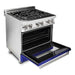 ZLINE 30 in. Professional Dual Fuel Range with Gas Burner and Electric Oven In Stainless Steel with Blue Matte Door RA-BM-30