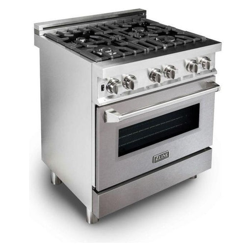 ZLINE Ranges ZLINE 30 in. Professional Dual Fuel Range with Gas Burner and Electric Oven In Stainless Steel with DuraSnow Finish Door RA-SN-30