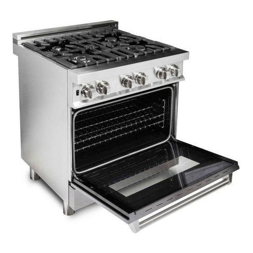 ZLINE Ranges ZLINE 30 in. Professional Dual Fuel Range with Gas Burner and Electric Oven In Stainless Steel with DuraSnow Finish Door RA-SN-30
