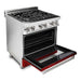 ZLINE 30 in. Professional Dual Fuel Range with Gas Burner and Electric Oven In Stainless Steel with Red Gloss Door RA-RG-30