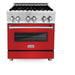 ZLINE Ranges ZLINE 30 in. Professional Dual Fuel Range with Gas Burner and Electric Oven In Stainless Steel with Red Matte Door RA-RM-30