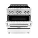 ZLINE 30 in. Professional Dual Fuel Range with Gas Burner and Electric Oven In Stainless Steel with White Matte Door RA-WM-30