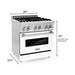 ZLINE 30 in. Professional Dual Fuel Range with Gas Burner and Electric Oven In Stainless Steel with White Matte Door RA-WM-30