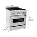 ZLINE 30 in. Professional Dual Fuel Range with Gas Burner and Gas Oven In DuraSnow Stainless with Brass Burners RGS-SN-BR-30