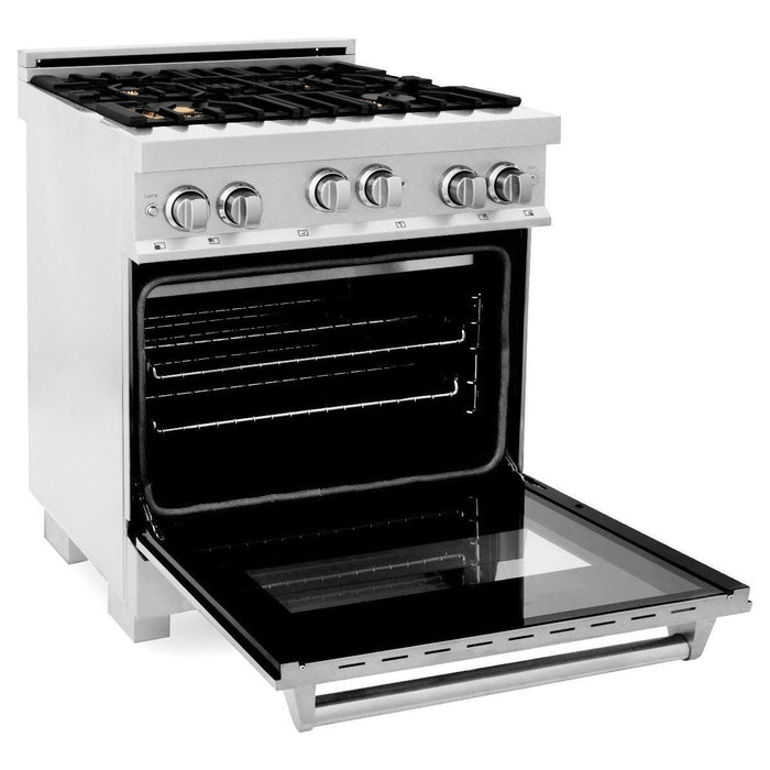 ZLINE 30 in. Professional Dual Fuel Range with Gas Burner and Gas Oven In DuraSnow Stainless with Brass Burners RGS-SN-BR-30