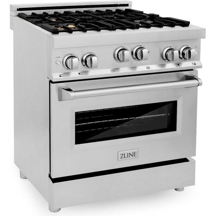 ZLINE 30 in. Professional Dual Fuel Range with Gas Burner and Gas Oven In Stainless Steel with Brass Burners RG-BR-30