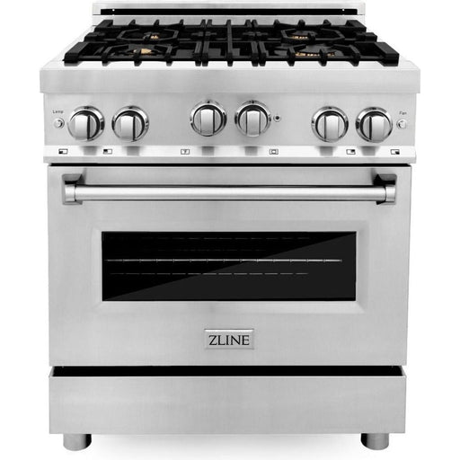 ZLINE Ranges ZLINE 30 in. Professional Dual Fuel Range with Gas Burner and Gas Oven In Stainless Steel with Brass Burners RG-BR-30