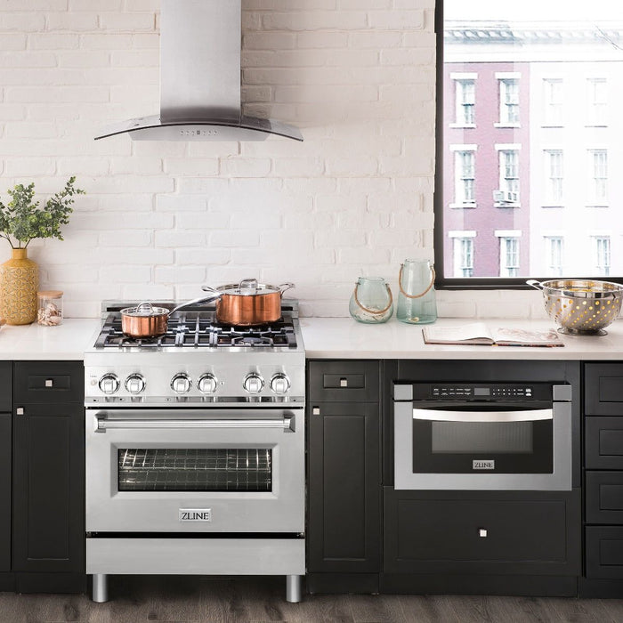 ZLINE Ranges ZLINE 30 in. Professional Dual Fuel Range with Gas Stove and Electric Oven In Stainless Steel RA30