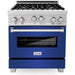 ZLINE 30 in. Professional Gas on Gas Range In DuraSnow Stainless Steel with Blue Matte Door RGS-BM-30