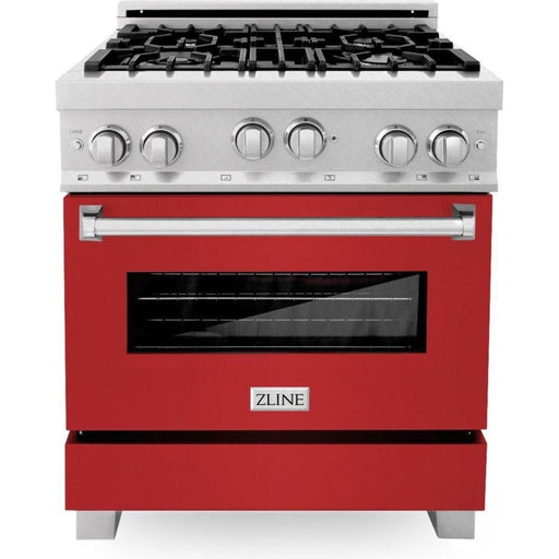 ZLINE 30 in. Professional Gas Range In DuraSnow Stainless Steel with Red Matte Door RGS-RM-30