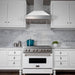 ZLINE 30 In. Professional Gas Range In DuraSnow with White Matte Door & 30" Range Hood Appliance Package 2KP-RGSWMRH30