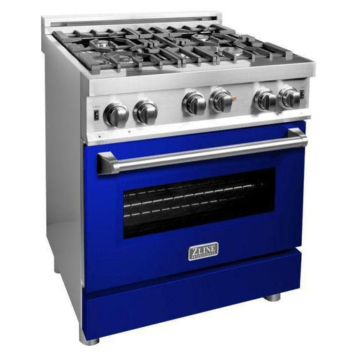 ZLINE Ranges ZLINE 30 in. Professional Gas Range In Stainless Steel with Blue Gloss Door RG-BG-30