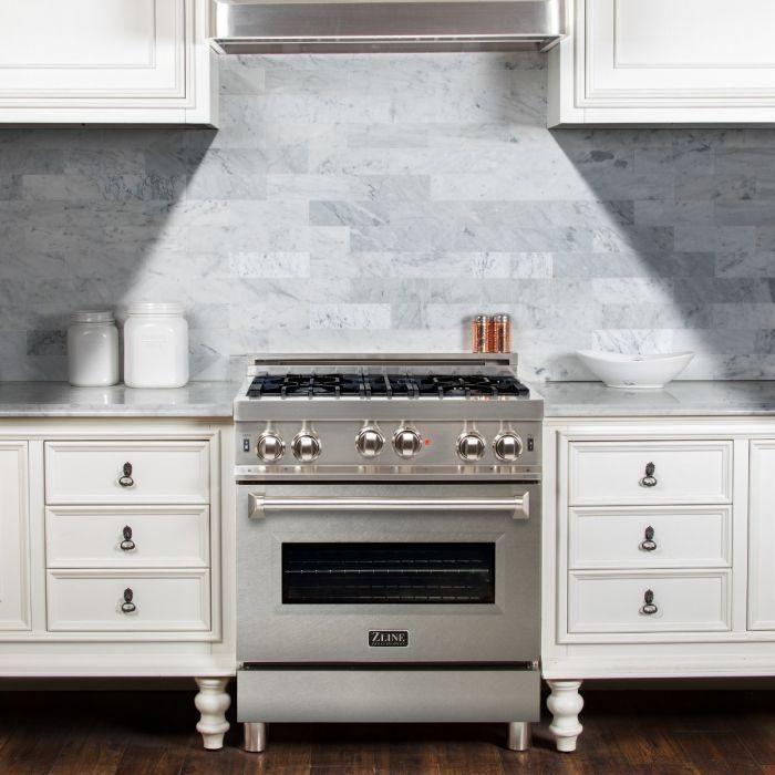 ZLINE 30 in. Professional Gas Range In Stainless Steel with DuraSnow Stainless Door RG-SN-30