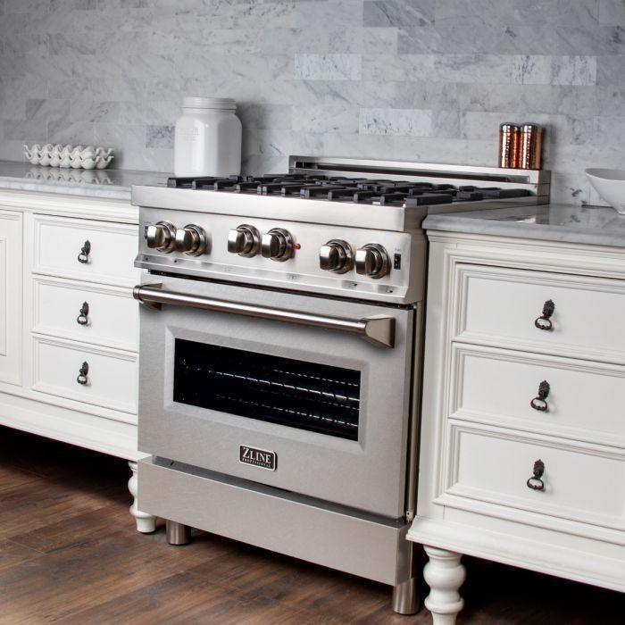 ZLINE 30 in. Professional Gas Range In Stainless Steel with DuraSnow Stainless Door RG-SN-30