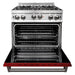 ZLINE 30 in. Professional Gas Range In Stainless Steel with Red Gloss Door RG-RG-30