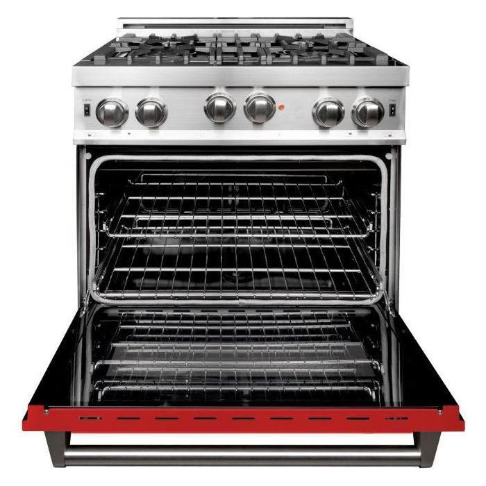 ZLINE 30 in. Professional Gas Range In Stainless Steel with Red Matte Door RG-RM-30