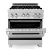 ZLINE 30 in. Professional Range with Gas Burner and Electric Oven In DuraSnow Stainless with Brass Burners RAS-SN-BR-30