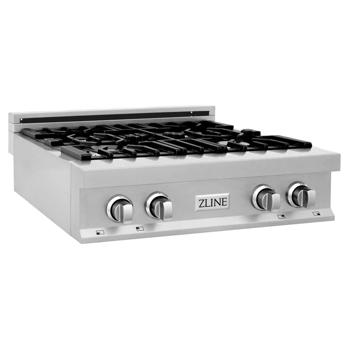 ZLINE 30 in. Rangetop In DuraSnow Stainless Steel with 4 Gas Burners RTS-30