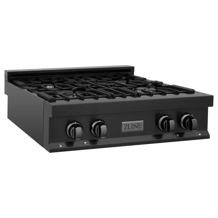 ZLINE 30 in. Rangetop with 4 Gas Brass Burners in Black Stainless Steel RTB-BR-30