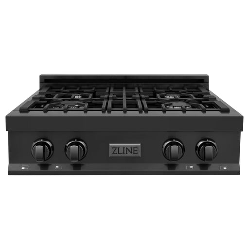 ZLINE 30 in. Rangetop with 4 Gas Brass Burners in Black Stainless Steel RTB-BR-30