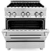 ZLINE 30 in. Stainless Steel Dual Fuel Range, Traditional Over The Range Microwave and Dishwasher Kitchen Appliance Package 3KP-RAOTRH30-DW