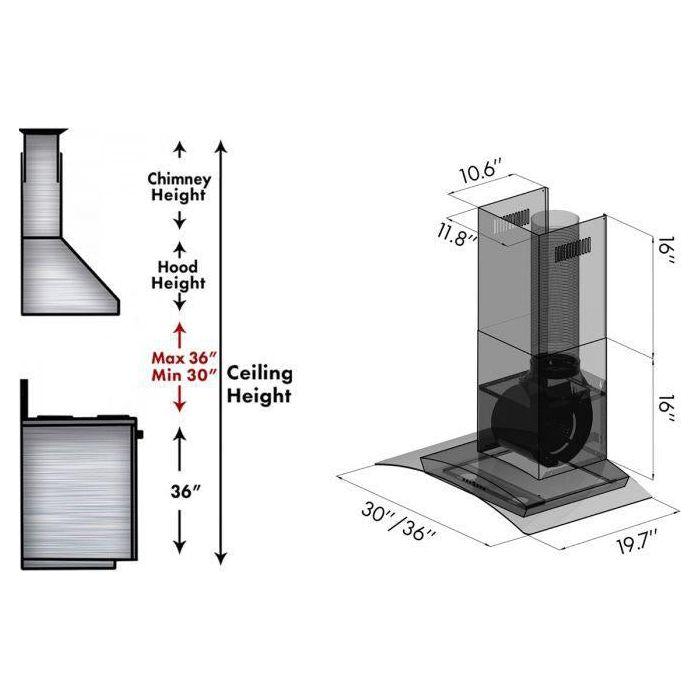 ZLINE 30 in. Stainless Steel Indoor Wall Range Hood with Crown Molding, KZCRN-30