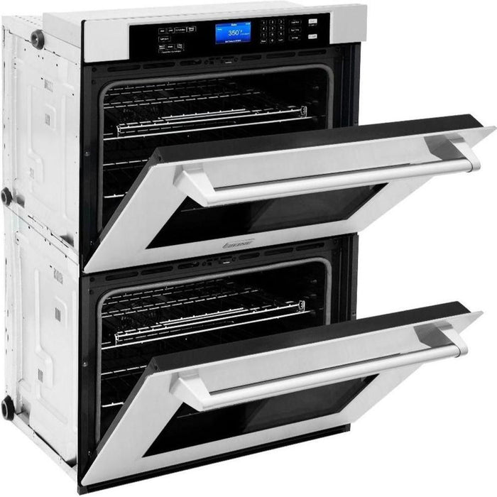 ZLINE 30 in. Stainless Steel Rangetop and 30 in. Double Wall Oven Kitchen Appliance Package 2KP-RTAWD30